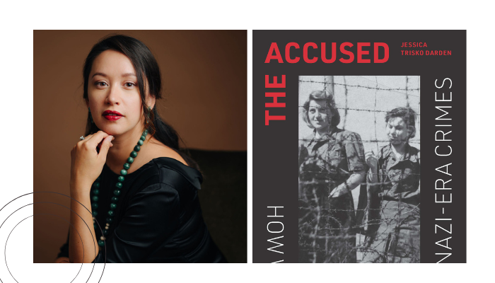 Jessica Trisko Darden, Ph.D. and book cover, The Accused