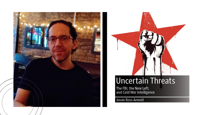 Jason Arnold and the book cover for Uncertain Threats